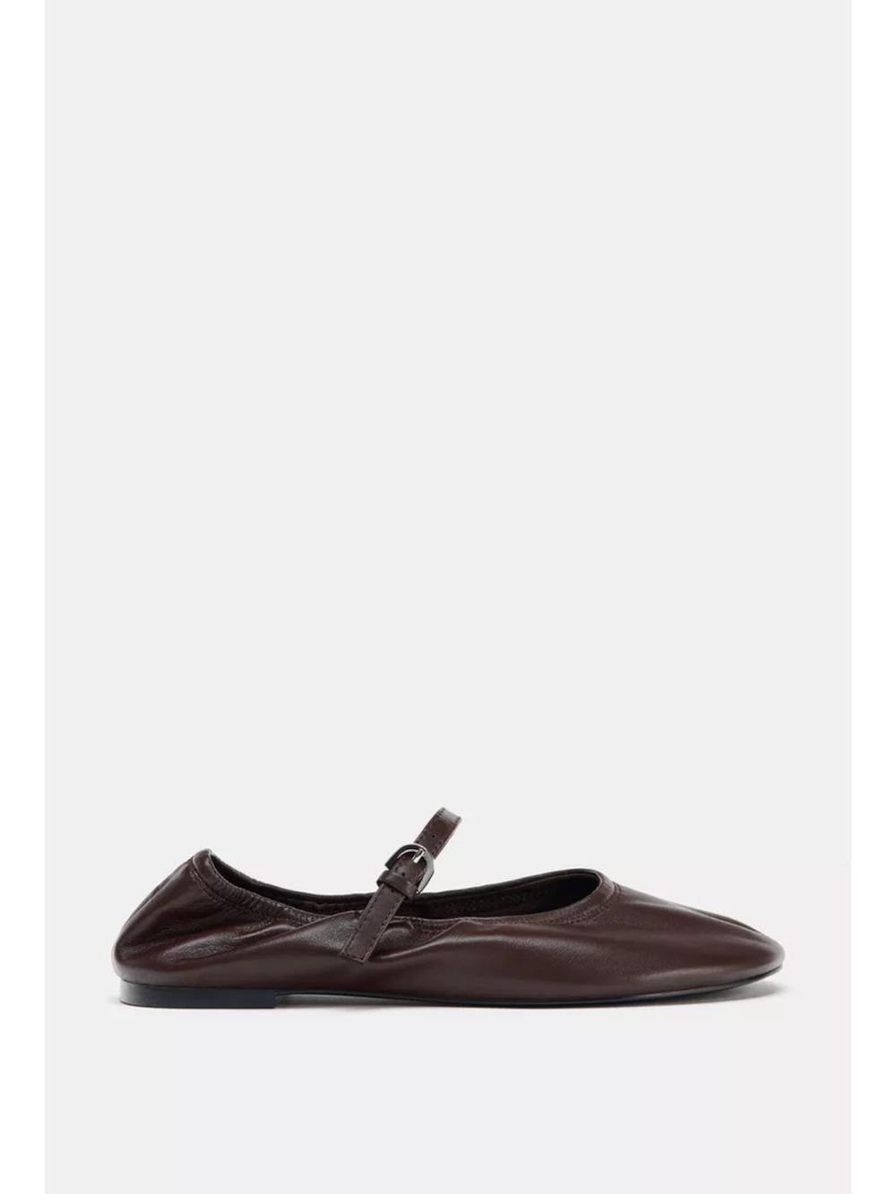 Zara Dark Brown Leather Mary Jane Ballet Flats with Strap size 36 / 6 - Picture 7 of 10